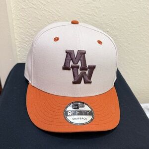 New Era Cream and Orange Snapback Hat